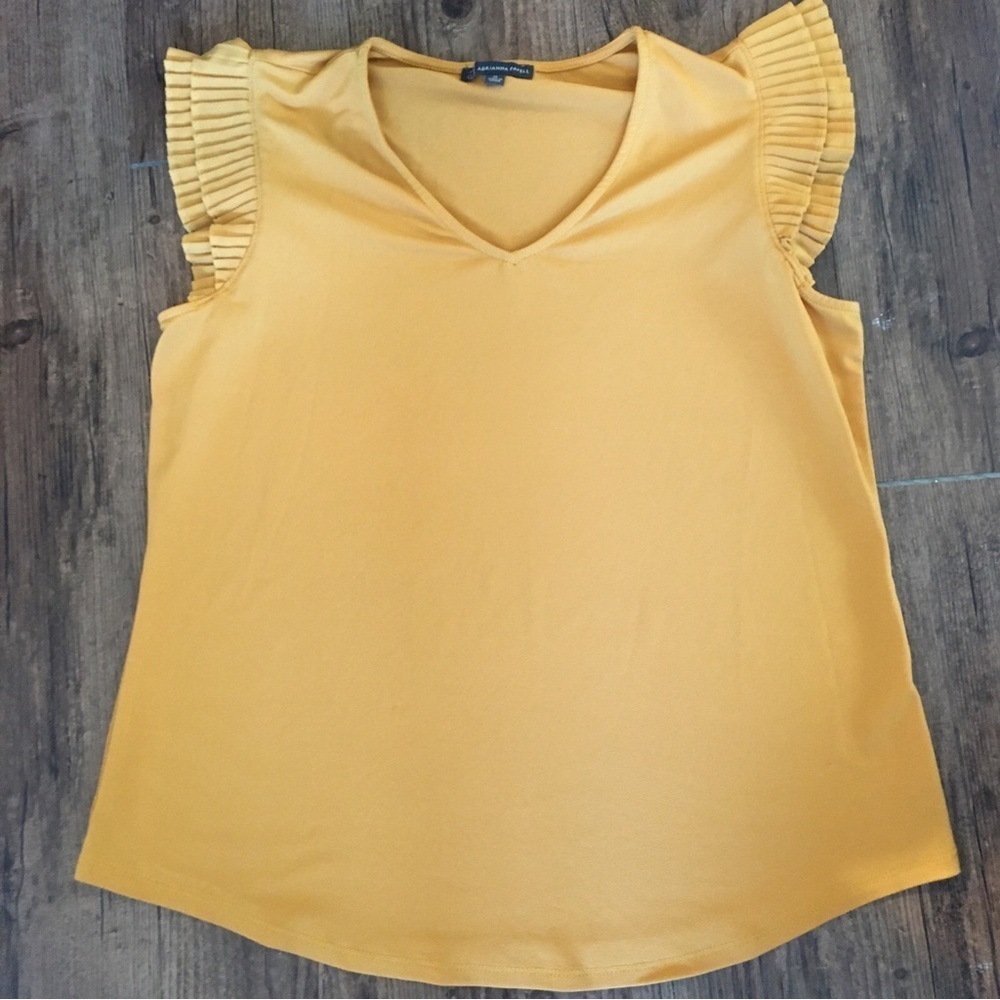 Yellow Ruffle Sleeve Women's Top M
